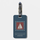 Étiquette À Bagage Voilier côtier de l'art | sur le rouge (Dos Vertical)