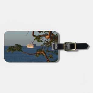 Étiquette À Bagage Voilier vers le coucher du soleil I Vacances de cr