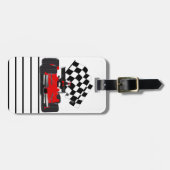 Étiquette À Bagage Voiture Red Race avec drapeau À damiers (Devant horizontal)