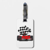 Étiquette À Bagage Voiture Red Race avec drapeau À damiers (Dos Vertical)
