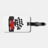 Étiquette À Bagage Voiture Red Race avec drapeau À damiers (Dos horizontal)