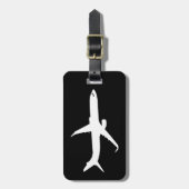 Étiquette À Bagage Vol blanc de silhouette d'avion de ligne à (Devant Vertical)