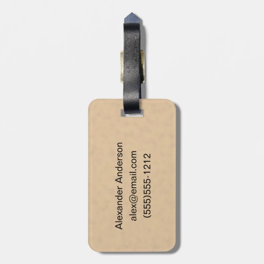 Étiquette À Bagage Volet à air chaud Steampunk Rusty Monogramme perso (Dos Vertical)