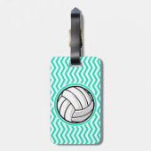 Étiquette À Bagage Volley-ball ; Aqua Green Chevron (Dos Vertical)