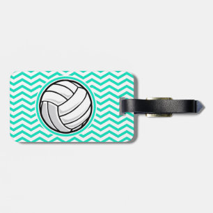 Étiquette À Bagage Volley-ball ; Aqua Green Chevron