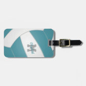 Étiquette À Bagage Volley-ball blanc turquoise (Devant horizontal)