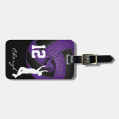 Étiquette À Bagage Volley sportif violet et noir (Devant horizontal)