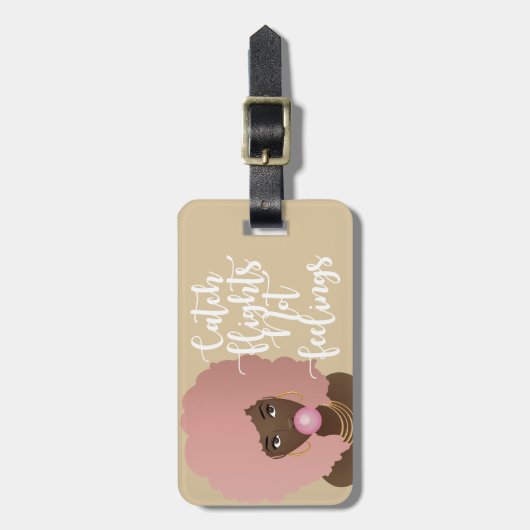 Étiquette À Bagage Vols Capture Pas Sentiments, Femme Noire, Gomme Be (Devant Vertical)