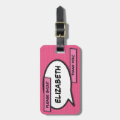 Étiquette À Bagage Votre message Voix Bubble Amusant Retro Comique Li (Devant Vertical)