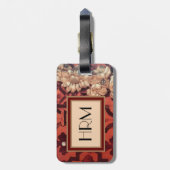 Étiquette À Bagage Votre monogramme, image florale marquetée en bois (Dos Vertical)