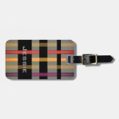 Étiquette À Bagage Votre nom et bandes de tissage modernes (Devant horizontal)