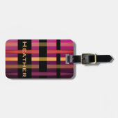 Étiquette À Bagage Votre nom et bandes de tissage modernes (Devant horizontal)