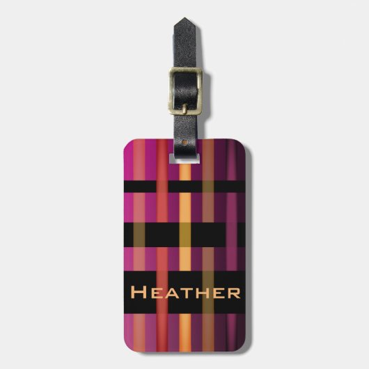Étiquette À Bagage Votre nom et bandes de tissage modernes (Devant Vertical)
