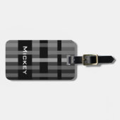 Étiquette À Bagage Votre nom et bandes de tissage modernes (Devant horizontal)