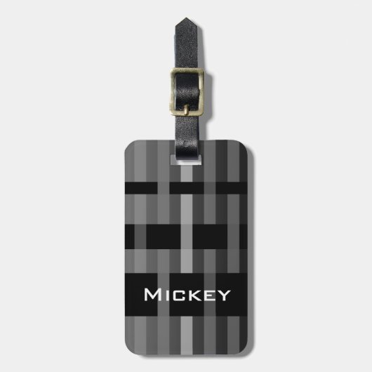 Étiquette À Bagage Votre nom et bandes de tissage modernes (Devant Vertical)