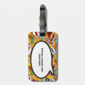 Étiquette À Bagage Votre nom et message Voix Buble Fun Retro (Dos Vertical)