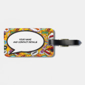 Étiquette À Bagage Votre nom et message Voix Buble Fun Retro (Dos horizontal)