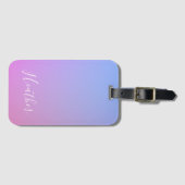 Étiquette À Bagage Votre nom ou mot | Rose et bleu violet (Devant Horizontal)