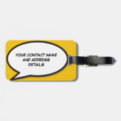 Étiquette À Bagage Votre nom Speech Bubble Fun Retro Comédie Livre (Dos horizontal)