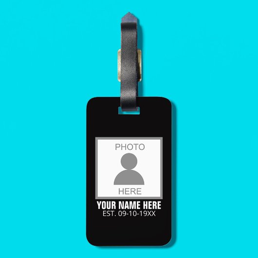 Étiquette À Bagage Votre photo ici Nom et âge