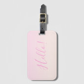 Étiquette À Bagage Votre texte | Élégant Script & Soft Blush Pink Omb (Devant Vertical)