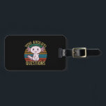 Étiquette À Bagage Vous Axolotl Questions Retro 90s Drôle Axolotl<br><div class="desc">T-shirt Axolotl drôle,  T-shirt Axolotl mignon,  Coucher de soleil Vintage avec Axolotl,  T-shirt Questions Axolotl</div>
