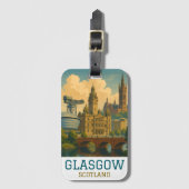 Étiquette À Bagage Voyage à Glasgow Écosse Vintage (Devant Vertical)