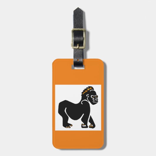 Étiquette À Bagage Voyage - Ape GORILLA - Primate - Faune - Orange (Devant Vertical)