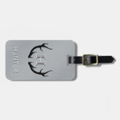 Étiquette À Bagage Voyage argenté métallique de monogramme (Devant horizontal)