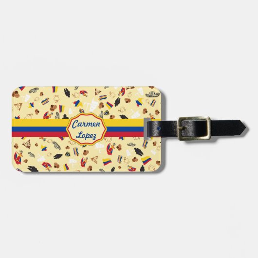 Étiquette À Bagage Voyage aux articles célèbres de la Colombie (Devant horizontal)