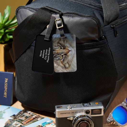 Étiquette À Bagage Voyage avec chat/Amoureux des chats (Recto & Verso)