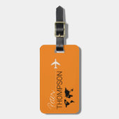 Étiquette À Bagage Voyage d'aéro orange personnalisé et élégant (Devant Vertical)