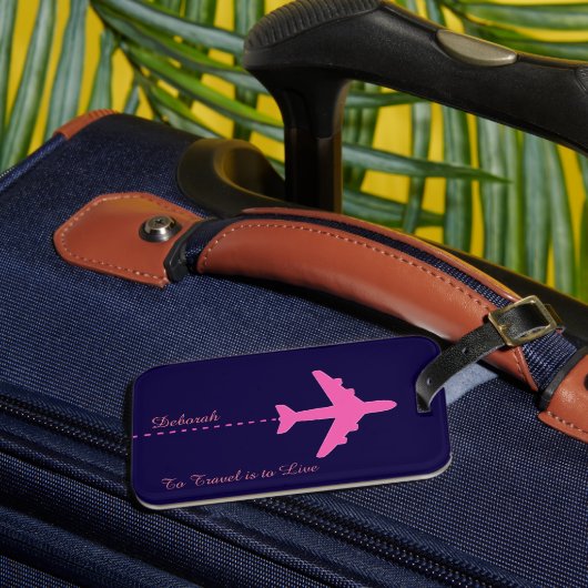Étiquette À Bagage Voyage d'avion rose (Insitu Rectoal 3)