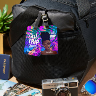 Étiquette À Bagage Voyage de filles 20XX, Tropical Colorful, Femme no