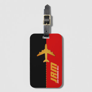 Étiquette À Bagage voyage de l'avion monogrammé rouge/noir