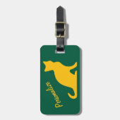 Étiquette À Bagage Voyage de silhouette de chat assis jaune personnal (Devant Vertical)