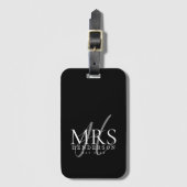 Étiquette À Bagage Voyage des jeunes mariés en monogramme de script m (Devant Vertical)