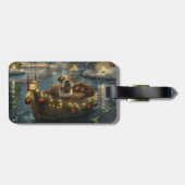 Étiquette À Bagage Voyage du festival de Noël de Bulldog (Dos horizontal)