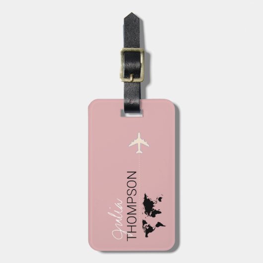Étiquette À Bagage Voyage Elégant et rose poussiéreux (Devant Vertical)