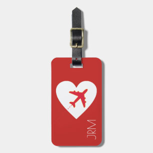 Étiquette À Bagage voyage en avion amour rouge personnalisé