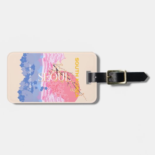 Étiquette À Bagage Voyage en Corée du Sud à Séoul, Pastel (Devant horizontal)
