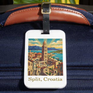 Étiquette À Bagage Voyage en Croatie Dalmatie Split Vintage