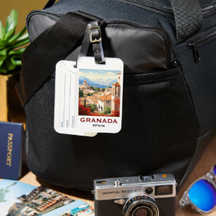 Étiquette À Bagage Voyage Espagne Grenade Alhambra vintage