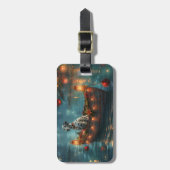 Étiquette À Bagage Voyage festif de Noël dalmate (Devant Vertical)