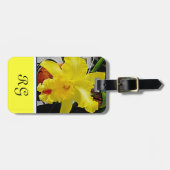 Étiquette À Bagage Voyage Fleur d'Orchidée Jaune (Devant horizontal)
