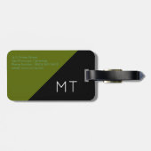 Étiquette À Bagage Voyage moderne et géométrique vert / noir (Dos horizontal)