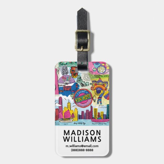 Étiquette À Bagage Voyage mondial - Hong Kong (Devant Vertical)