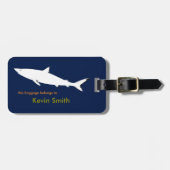 Étiquette À Bagage voyage personnalisé requin blanc (Devant horizontal)