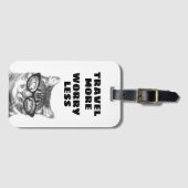 Étiquette À Bagage Voyage Plus inquiet Moins drôle chat avec lunettes (Devant Horizontal)