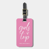 Étiquette À Bagage Voyage pour filles | Script tendance sur code rose (Devant Vertical)